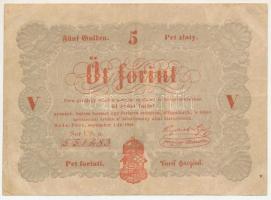 1848. 5Ft vörösesbarna nyomat "US.a. 551483" "Kossuth bankó" T:F Adamo G109