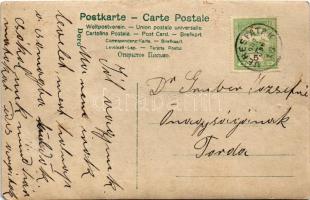 1907 Verespatak, Goldbach, Rosia Montana; beöltözött bányászok / miners. photo (tűnyomok / pinmarks)