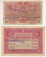 1916. 1K "Neispravna" felülbélyegzéssel + 1917. 2K mindkét oldalán "Neispravna" felülbélyegzéssel T:VG,F