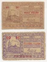Pécs 1920.04.16. 20f + 50f házipénztár-pénztárjegy T:VG,G Adamo PÉC-13.2, 13.3