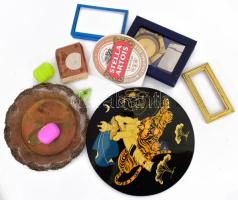 Vegyes bolha tétel: mongol falidísz, öngyújtó és hamuzó szett, Stella Artois zenei CD, stb.