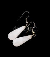 Csiszolt rózsakvarc fülbevaló pár, h: 3 cm