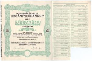 Marosvásárhely 1942. "Marosvásárhelyi Leszámítolóbank R.T." 100db részvénye egyben, egyenk...