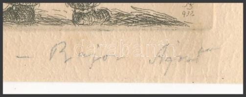 Bajor Ágost (1892-1958): Piac, 1932. Rézkarc, papír, jelzett, kissé foltos, 12×9 cm