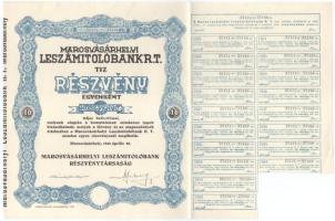 1942. Marosvásárhely "Marosvásárhelyi Leszámítolóbank R.T." 10db részvénye egyben, egyenké...