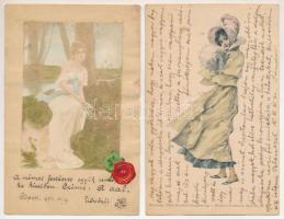 4 db RÉGI (1905 előtti) motívum képeslap: hölgyek / 4 pre-1905 motive postcards: ladies