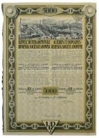 Románia 1926. Bukarest "Resicabányai Acélművek" 10 részvénye egyben, összesen 5000L-ről, bélyegzéssel, szelvényekkel T:VF Romania 1926. Bucharest "Uzinele de Fier si Domeniile din Resita Societate Anonima" share about 5000 Lei, with coupons and cancellation C:VF