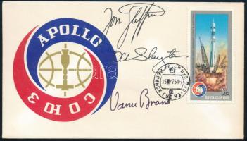 1975 Az Apollo-Szojuz közös űrrepülési program amerikai résztvevőinek autográf aláírása Thomas Staff...