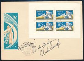 1969 Alan Bean (1932- ), Richard Gordon (1929- ) és Charles Conrad (1930-1999) amerikai űrhajósok aláírásai emlékborítékon / 1969 Signatures of Alan Bean (1932- ), Richard Gordon (1929- ) and Charles Conrad (1930-1999) American astronauts on envelope