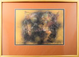 Zálogh Sándor (1954- ): "Mesés őszre várva", 2003. Vegyes technika, papír. Jelezve balra lent. Üvegezett fakeretben. 32x43,5 cm