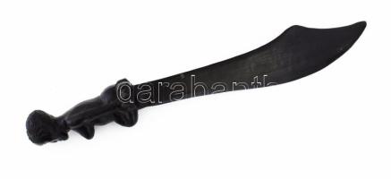 Faragott ébenfa dísztőr. Afrikai akt szobor mintás 35 cm