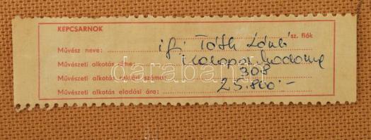 Ifj Tóth László (1957- ): Kalapos madonna, olaj, farost, jelzett, üvegezett fakeretben, hátoldalán K...