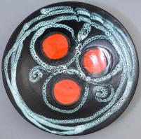 Nagy György narancsos dísztál, jelzett, d: 28 cm