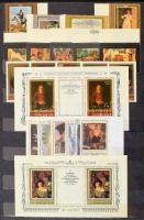 Festmény, művészet motívum, szovjet, spanyol, jugoszlávia, arab országok, Lengyelország, Monaco stb. főleg postatiszta összeállítások, bélyegek 2 db A4-es berakóban, benne jobb sorokkal