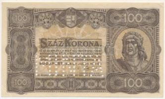 1923. 100K hamis (?) "MINTA" perforációval, nyomdahely jelöléssel T:AU