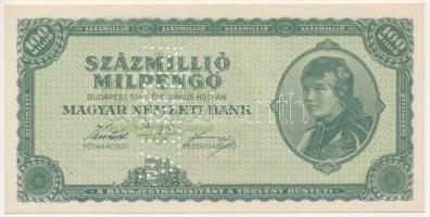 1946. 100.000.000MP hamis (?) "MINTA" perofrációval T:UNC Adamo P28