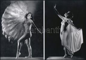 cca 1950 "Éjszakai pillangók", a Bellon Stúdió szolidan erotikus felvételei, 2 db modern nagyítás, jelzés nélkül, 21x15 cm