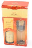 1993 Vivamus 5 puttonyos Tokaji Aszú, bontatlan palack, édes fehér desszertbor, kopott díszdobozban, pohárral, Erdőbénye, Vivamus, 13%, 0,5l