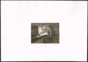 Czeglédi Gábor (1970-): Éva olvas, 2004. Rézkarc, papír, jelzett, E./A. III/XV. számozással. 8,5x11,5 cm