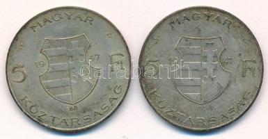 1947. 5Ft Ag "Kossuth" (2x) T:XF,VF patina Adamo F8.1