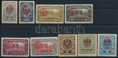 Ausztria Tirol helyi kiadás 1921 Népszavazás I. tipusú 9 értékes sor (**Mi EUR 180.-)