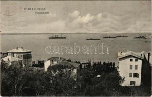 1912 Portoroz, Portorose; Torpedoboote. K.u.K. Kriegsmarine / Austro-Hungarian Navy torpedo boats. Verlag R. Neuner (fl)