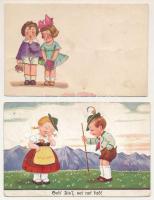 33 db RÉGI motívum képeslap, vegyes minőségben: gyerekek, szerelmes párok / 33 pre-1945 motive postc...