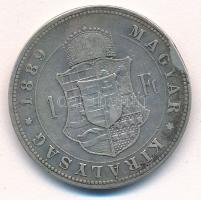 1889KB 1Ft Ag "Ferenc József / Barokk címer" T:VF patina, ph. (forrasztásnyom) Adamo M15