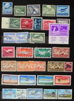 Légiposta bélyeg gyűjtemény az egész világból sok régivel, 16 lapos A4-es berakó minden oldalán