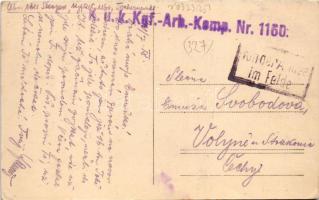 1918 Crnomelj, street, bridge, church + "K.u.K. Kgf.-Arb.-Komp. Nr. 1160" (EK)