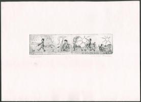 Albert Farkas (-): Naplopó. Rézkarc, papír, jelzett, 4/4 számozással. 5x20,5 cm
