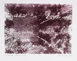 Kőmíves István (1949-2007): Töredék. Litográfia, papír, jelzett, 13/4 számozással. 20,5x27 cm