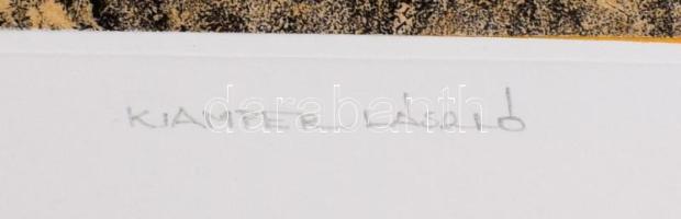 Kamper László (-): A szétfolyó találkozás, 2004. Szitanyomat, monotípia, papír, jelzett. 48x38 cm