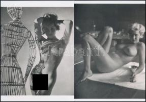 cca 1950 André de Dienes (korábban Ikafalvi-Dienes Andor György) (1913-1985) magyar - amerikai fotóriporter és fotóművész szolidan erotikus felvételei, 2 db modern nagyítás, jelzés nélkül, 21x15 cm