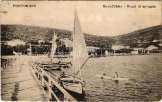 Portoroz, Portorose; Strandbäder / Bagni di spiaggia / beach, rower (fl)