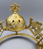 Függesztett olajlámpa / csillár, festett vas, tejüveg, üveg, összességében jó állapotban