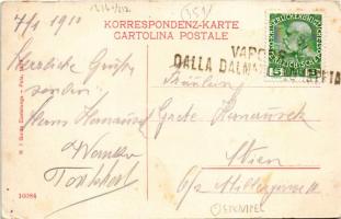 1910 Portoroz, Portorose; beach, hotel. Guido Costalunga N. 1. Pola, 1909. + "VAPORE DALLA DALM...