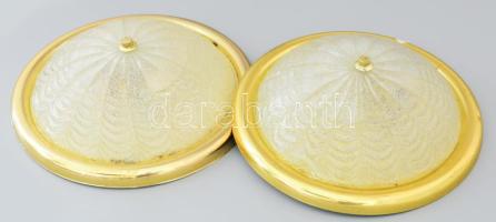 Austrolux 2 darab mennyezeti lámpa, buborékos üveg búrával, kis kopással, d: 35 cm