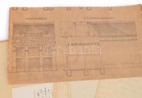 1923 Miskolc Groszmann Jenő vasáru kereskedő Zsolca kapu 22. szám alatti házának kibővítési tervei é...