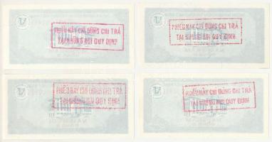 Vietnám DN(1987) 50D - 500D (4xklf) devizaigazolás, hátoldalon felülbélyegzéssel T:UNC,AU
Vietnam N...