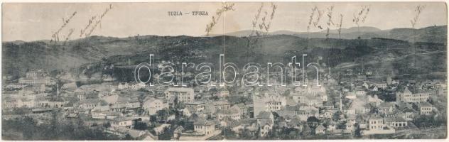 1913 Tuzla, 2-tiled folding panoramacard with synagogue (small tear at fold)
