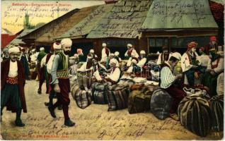 1910 Sarajevo, Bascarsija / Getreidemarkt in Bosnien / Bosnian folklore, grain market (worn corners)