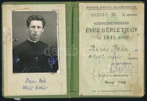 Béres Béla (1912-1997.) tokaji plébános, kiváló borász és értékmentő műgyűjtő KALOT vezető fényképes bérletjegye