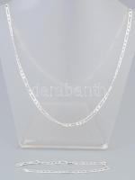 Ezüst(Ag) figaro nyaklánc karkötővel, h: 56 és 19,5 cm, nettó: 10,3 g