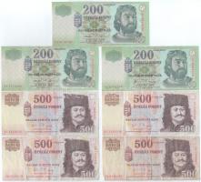 2005-2006. 200Ft "FA", "FC" (2x) + 2007. 200Ft "FC" + 2006. 500Ft "A forradalom 50. évfordulója 1956. október 23." "EB", "EC" (4x) T:AU-F