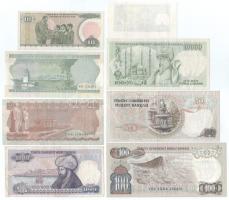 Törökország 1970(1975-1993) 10L - 10.000L (7xklf) + 1db miniatűr bankjegy utánzat T:AU-VG
Turkey 19...