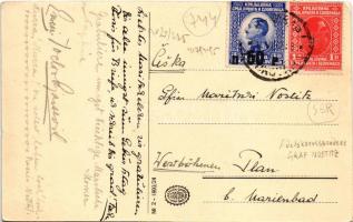 Bárányos, Ovci, Ovca; Duna részlet. Hátoldalon Nostitz nemesi család levelezése / Danube riverside. ...