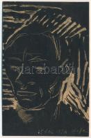 id. Koffán Károly (1909-1985): Portré (önarckép?), 1936. Vegyes technika, papír, jelzett, kartonra kasírozva, 13,5x9 cm