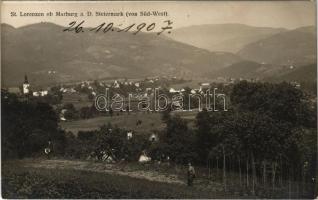 1907 St. Lorenzen ob Marburg; von Süd-West. Alleinverlag von Alois Jäger / general view (EK)