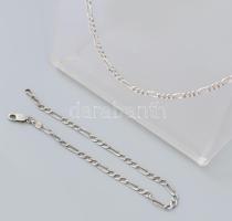 Ezüst(Ag) figaro nyaklánc és karkötő, jelzett, h: 19 és 60 cm, nettó: 10,6 g